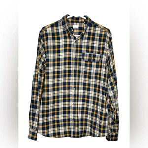 Jack & Jones Men's Emerson Plaid Shirt Sz LBlue Gold Slim Fit Western Rodeo